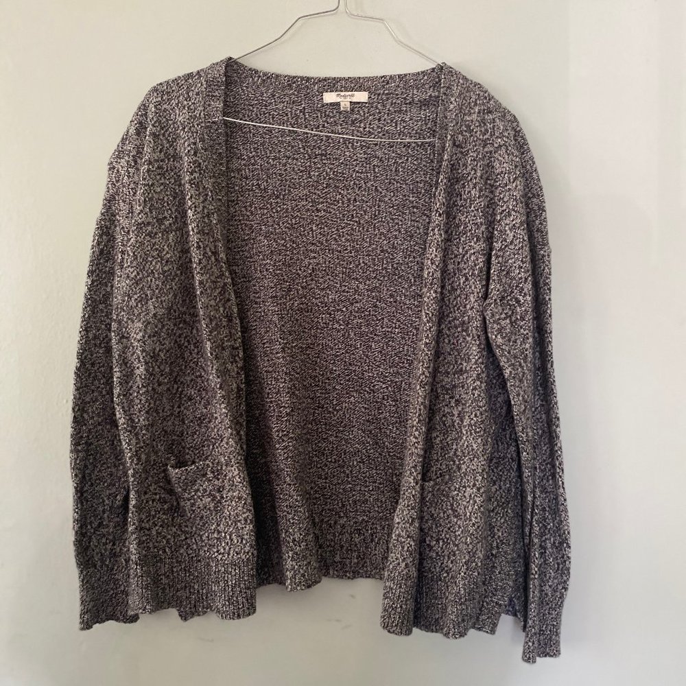Madewell Marled Cardigan Sweater Black Grey